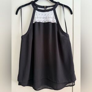 Monteau Black and White Lace Tank Top